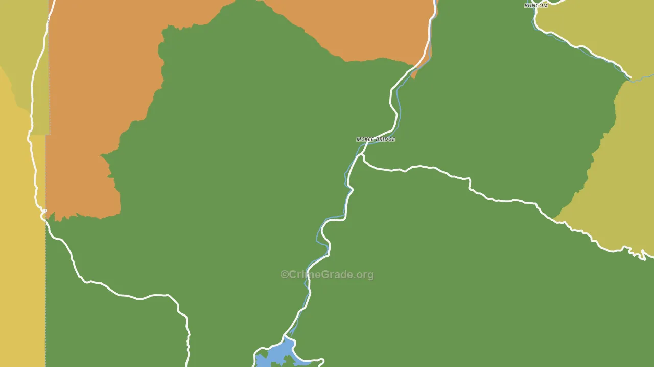 McKee Bridge, OR Map of Robbery Rates