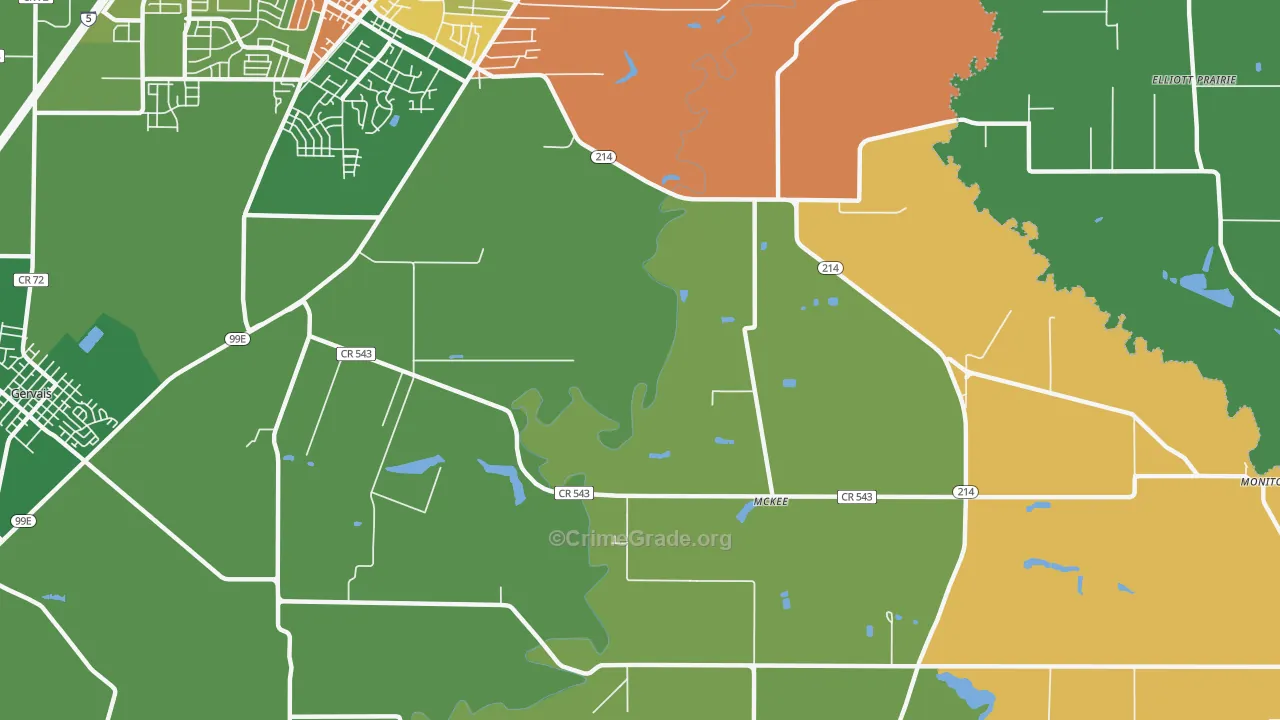 McKee, OR Map of Robbery Rates