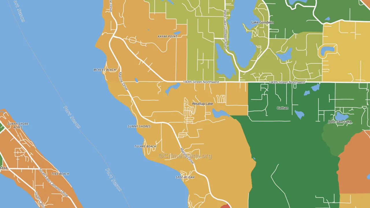 McKees Beach, WA Map of Robbery Rates