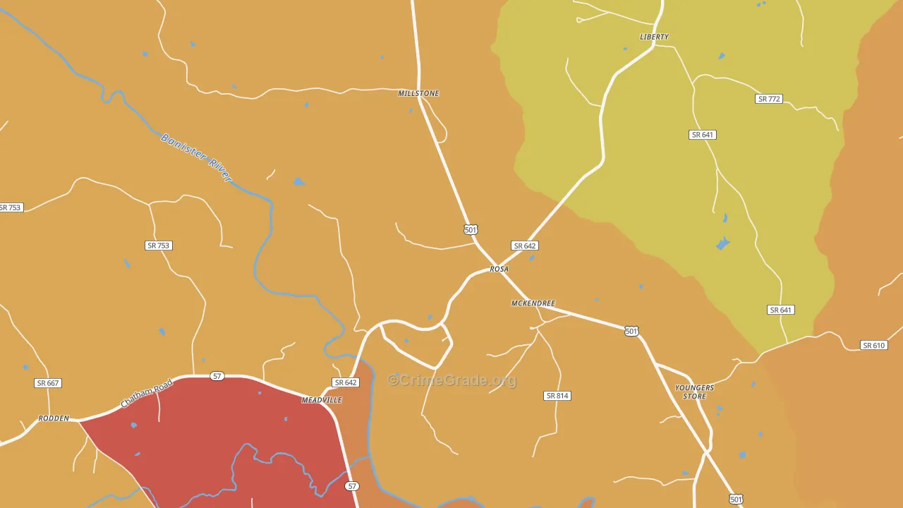 McKendree, VA Map of Robbery Rates
