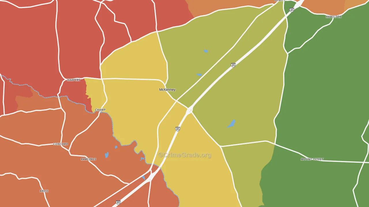 McKenney, VA Map of Robbery Rates