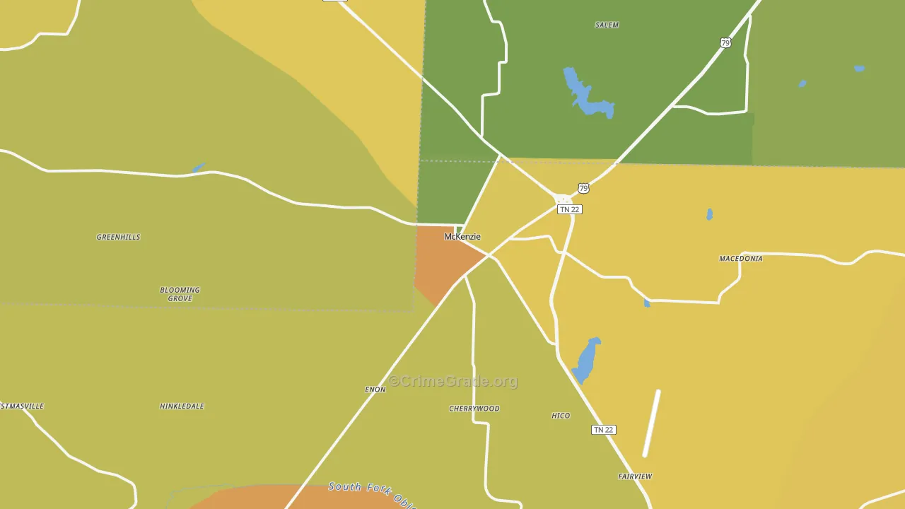 McKenzie, TN Map of Robbery Rates