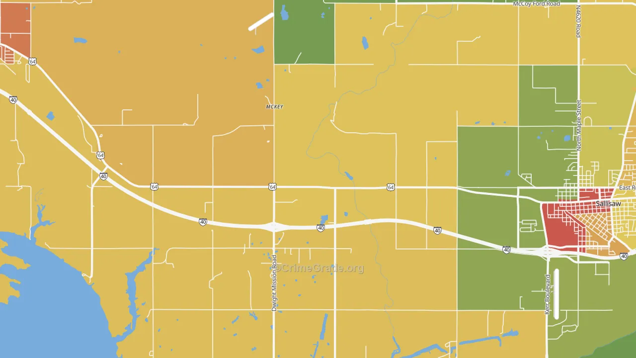 McKey, OK Map of Robbery Rates