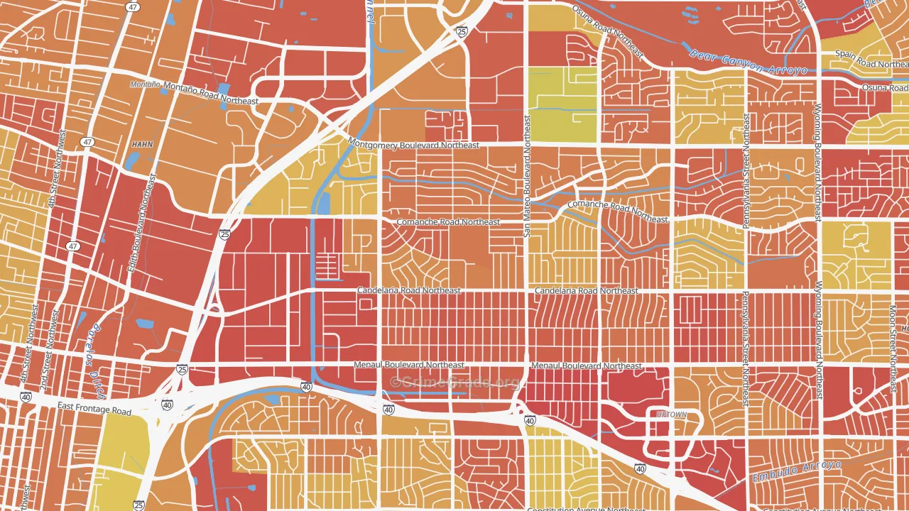 McKinley, Albuquerque, NM Map of Robbery Rates