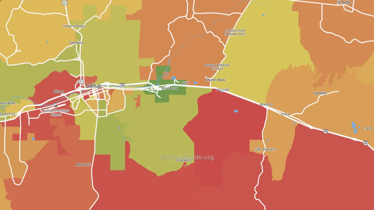 McKinley County, NM Map of Robbery Rates