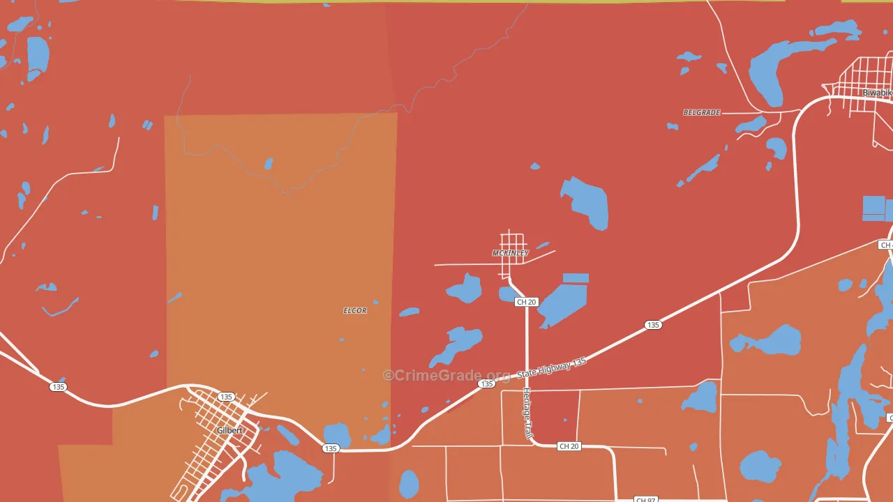 McKinley, MN Map of Robbery Rates