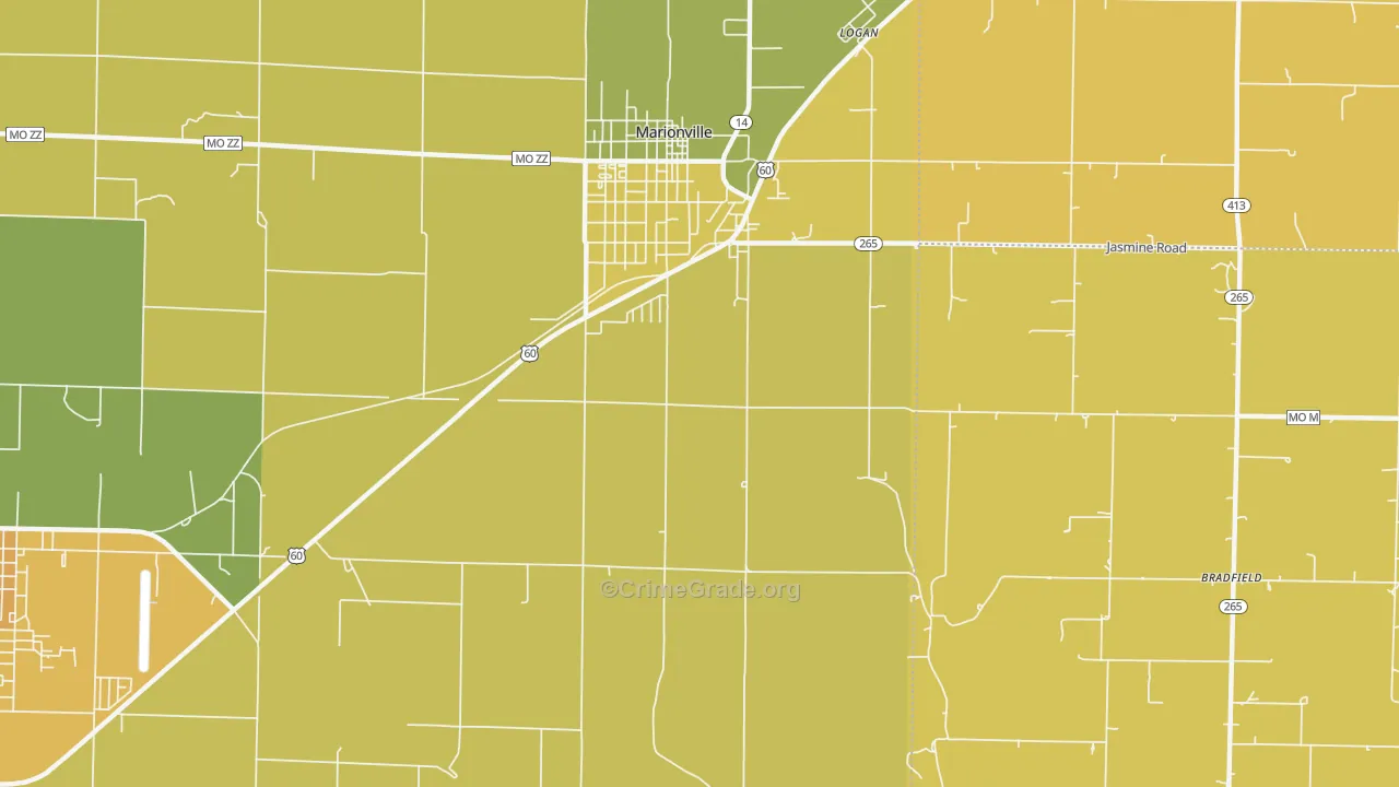 McKinley, MO Map of Robbery Rates