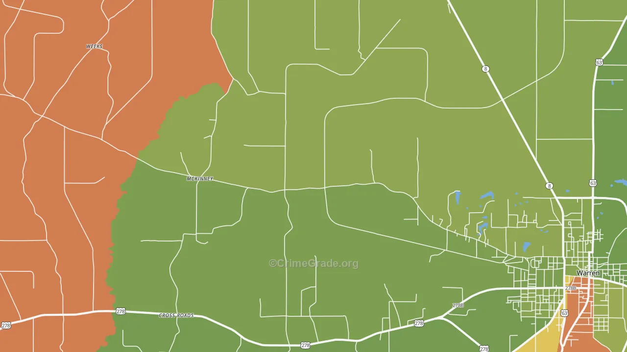 McKinney, AR Map of Robbery Rates