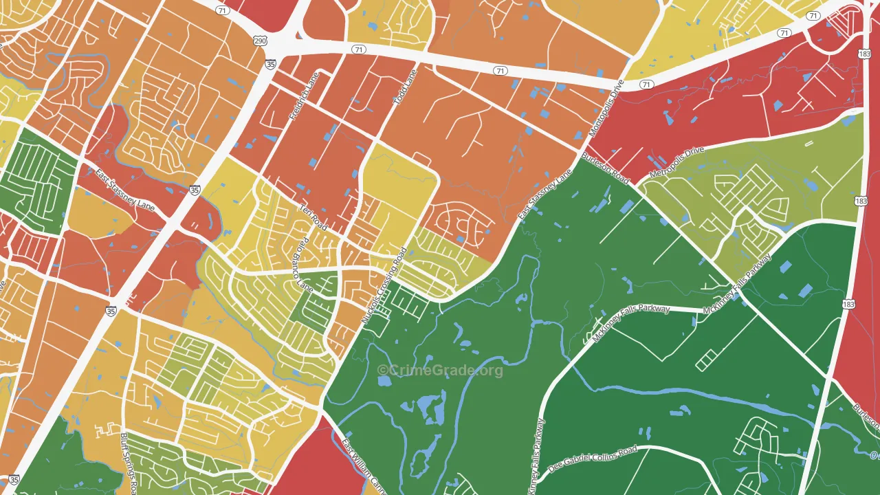 McKinney, Austin, TX Map of Robbery Rates