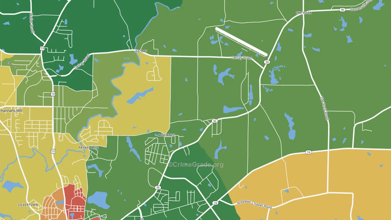 McKinney, GA Map of Robbery Rates