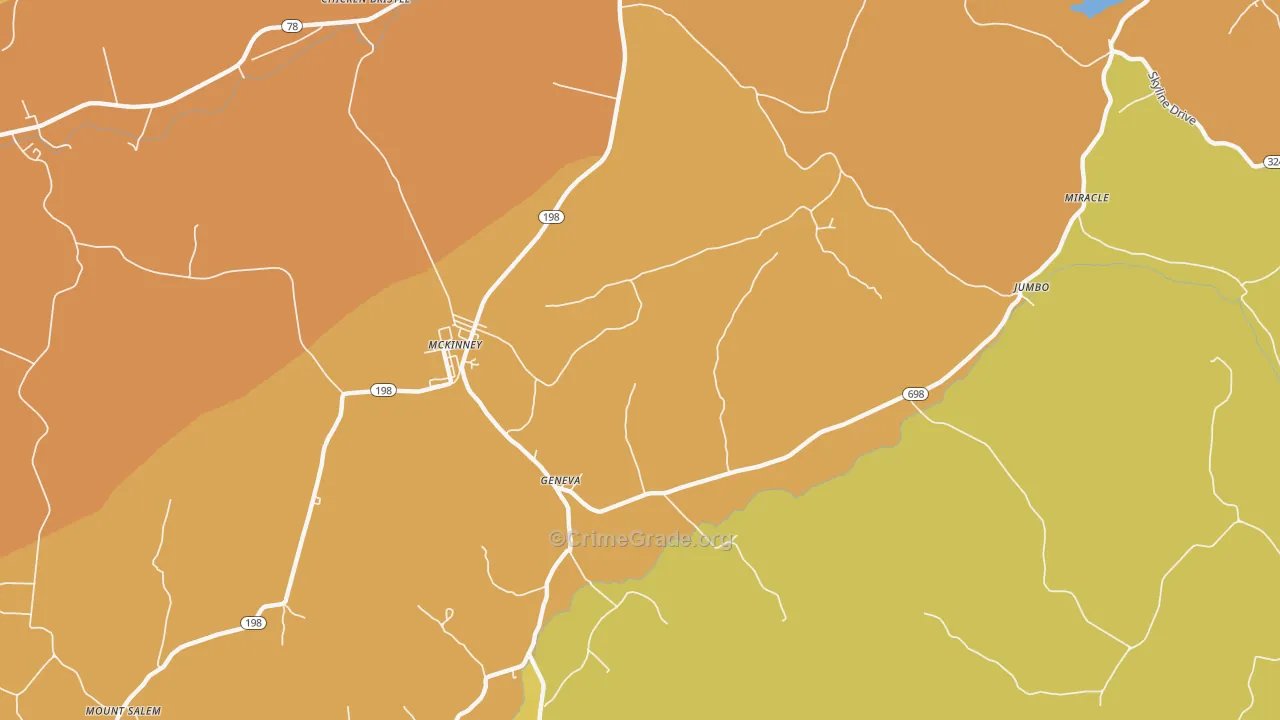 McKinney, KY Map of Robbery Rates