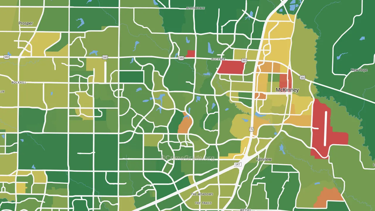 McKinney, TX Map of Robbery Rates