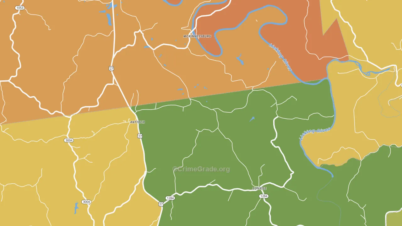 McKinneysburg, KY Map of Robbery Rates