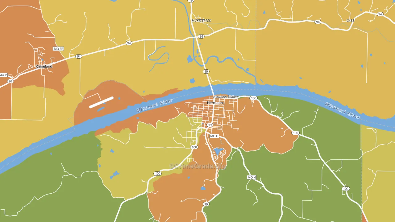 McKittrick, MO Map of Robbery Rates