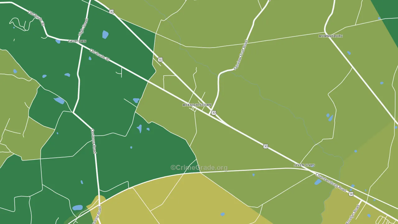 McKnightstown, PA Map of Robbery Rates