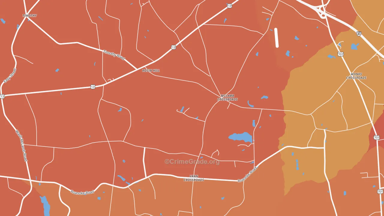 McLamb Crossroads, NC Map of Robbery Rates