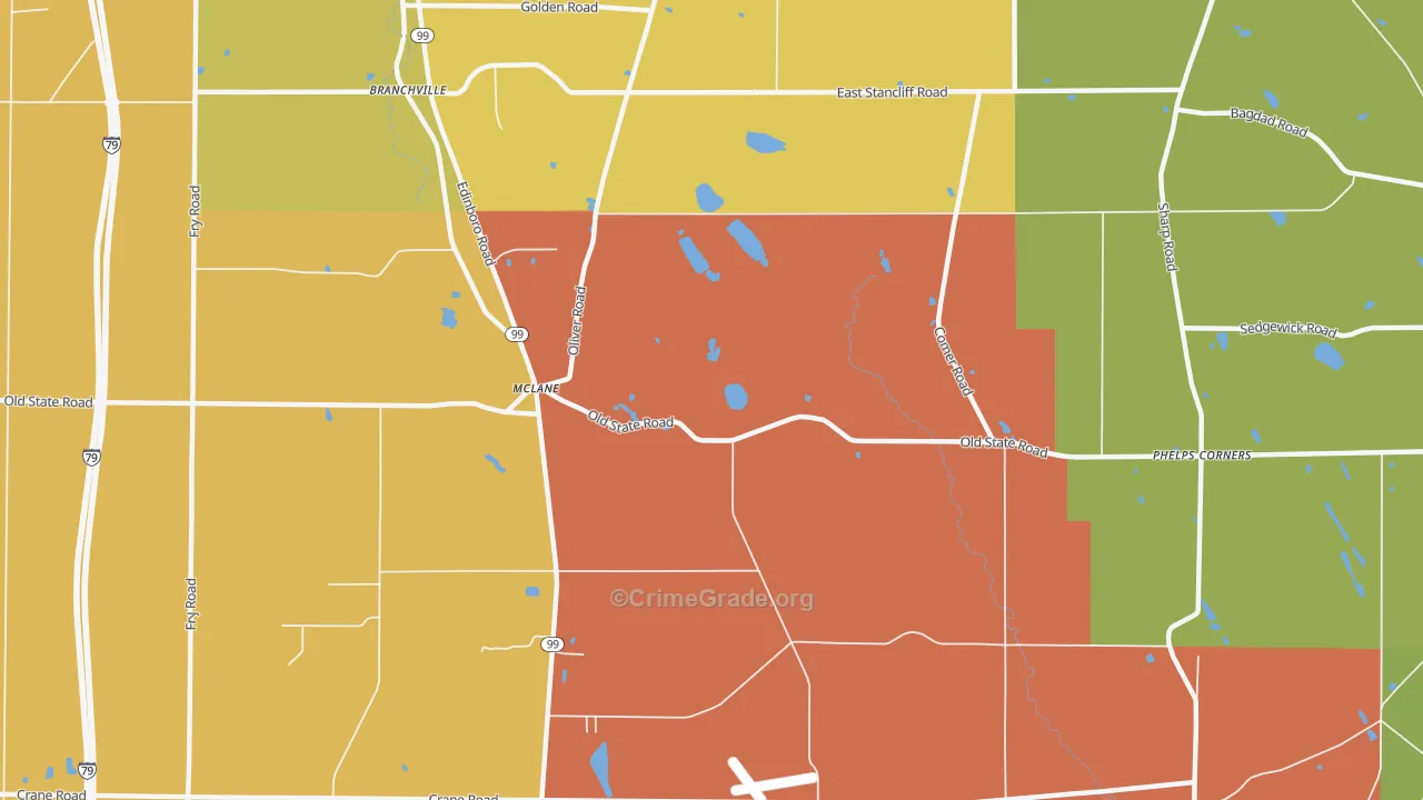 McLane, PA Map of Robbery Rates