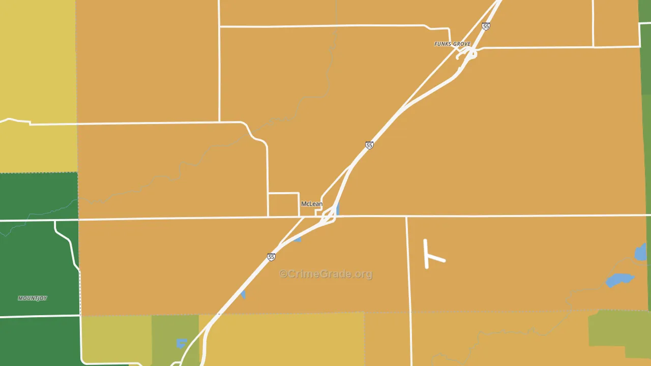 McLean, IL Map of Robbery Rates