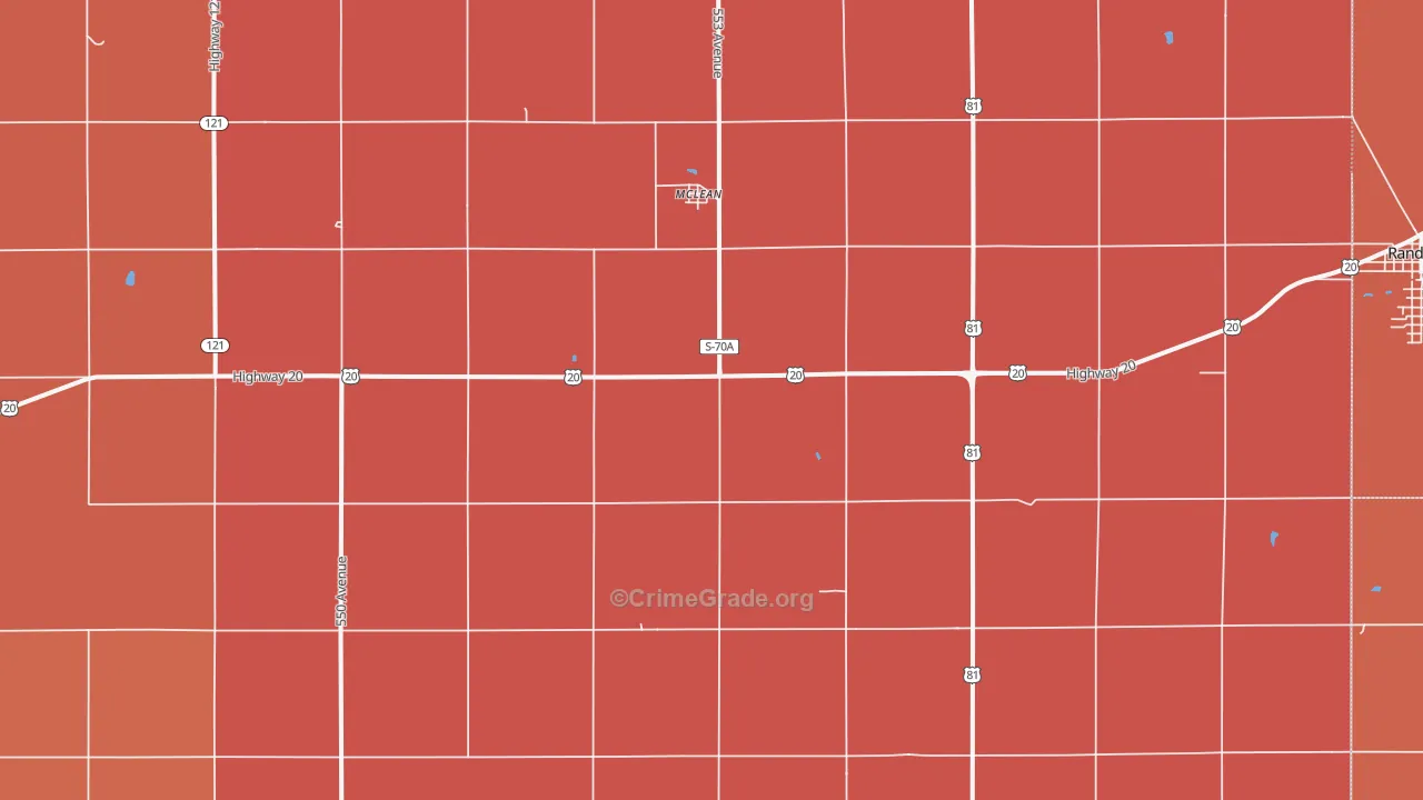 Mclean, NE Map of Robbery Rates