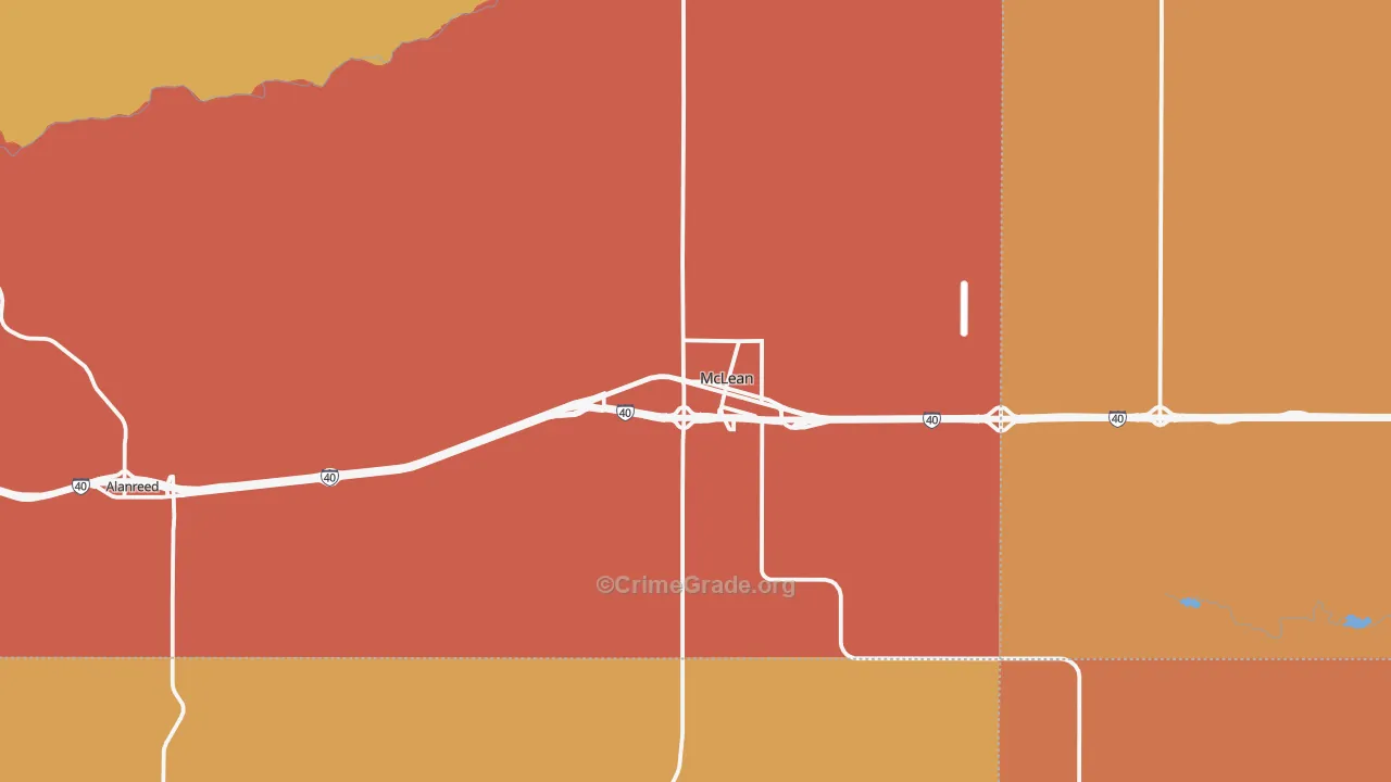 McLean, TX Map of Robbery Rates