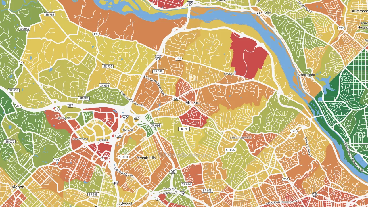 McLean, VA Map of Robbery Rates