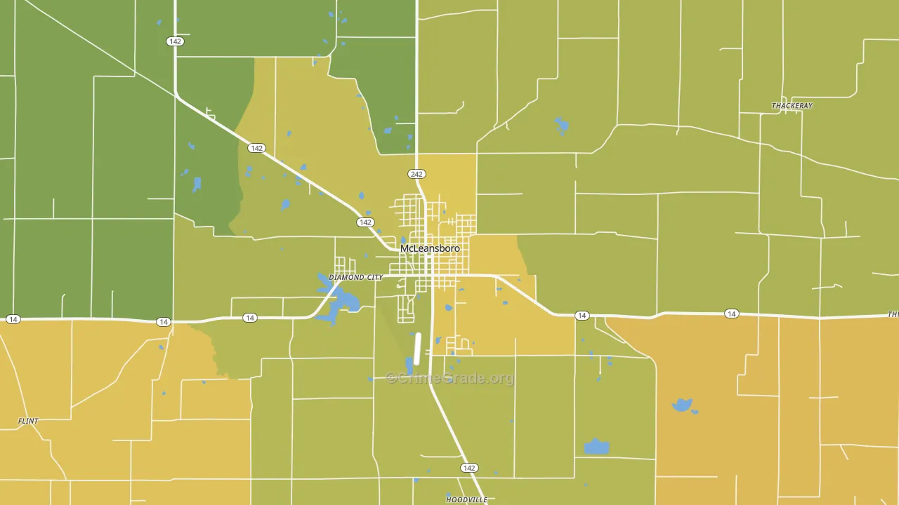 McLeansboro, IL Map of Robbery Rates