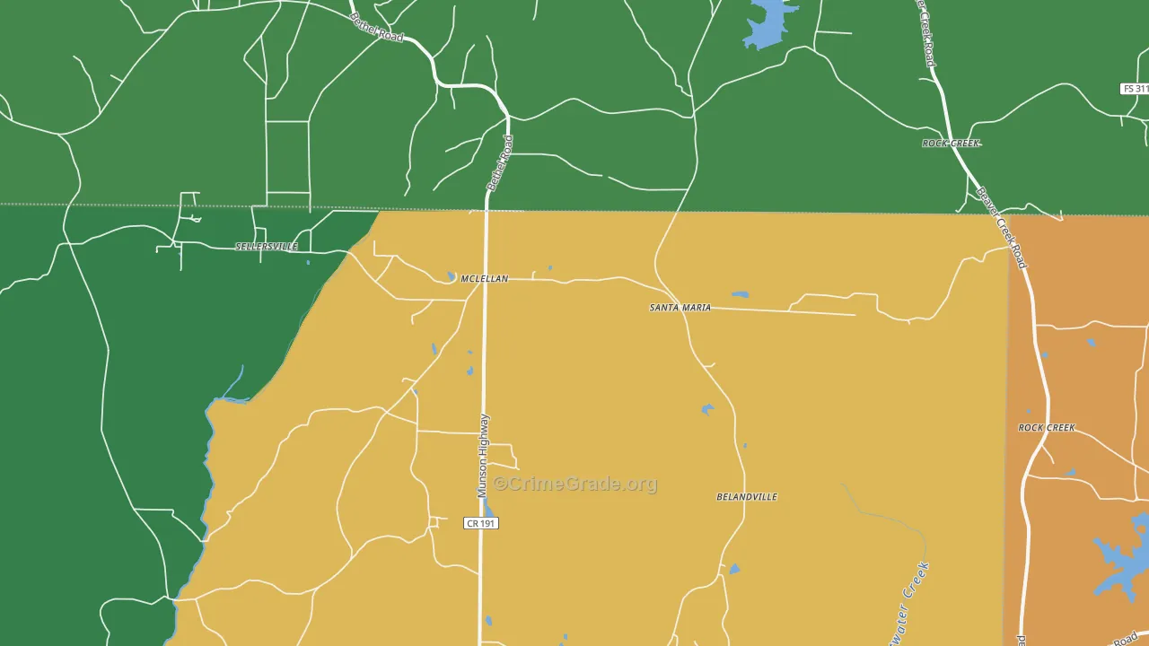 McLellan, FL Map of Robbery Rates
