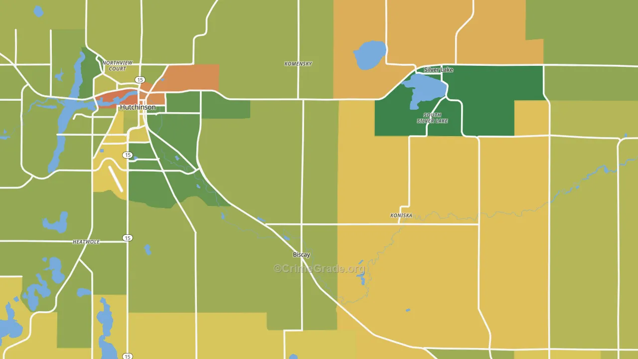 McLeod County, MN Map of Robbery Rates