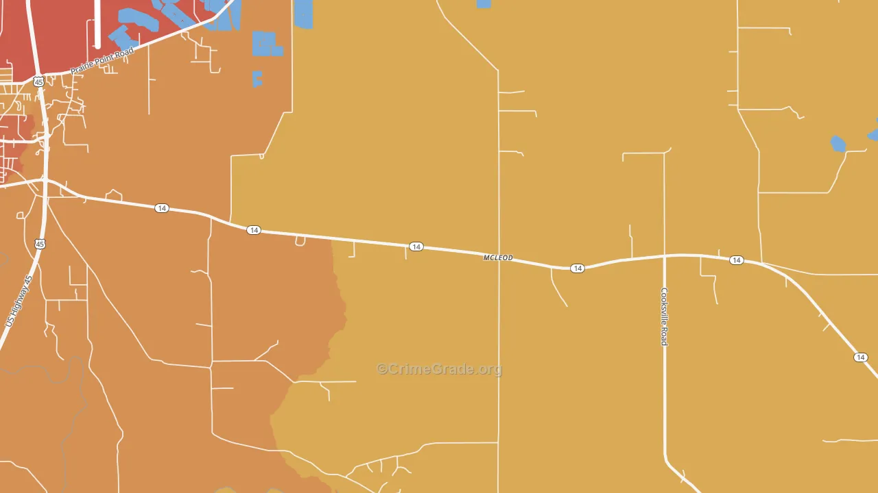 McLeod, MS Map of Robbery Rates
