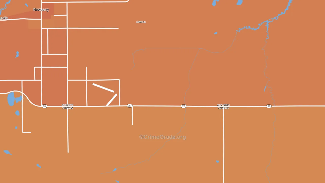 McLeods Corner, MI Map of Robbery Rates