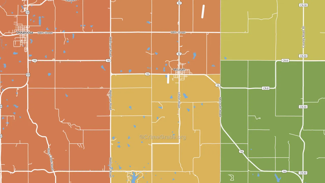 McLouth, KS Map of Robbery Rates