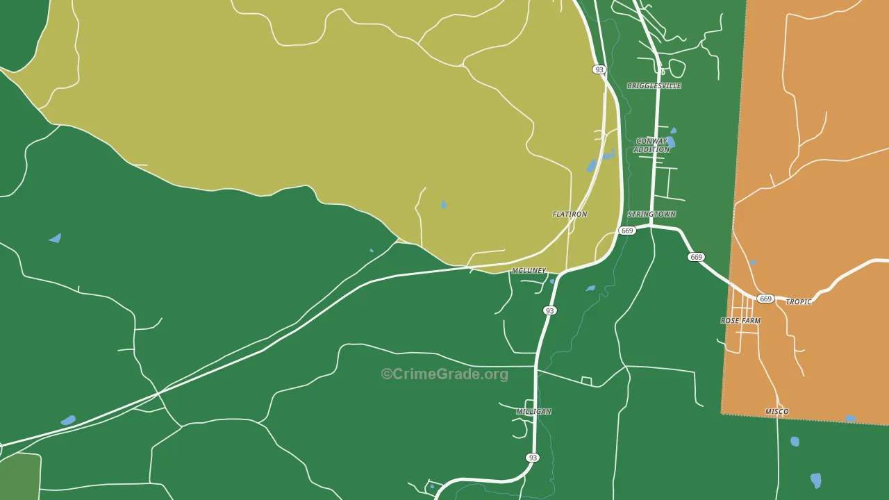 McLuney, OH Map of Robbery Rates