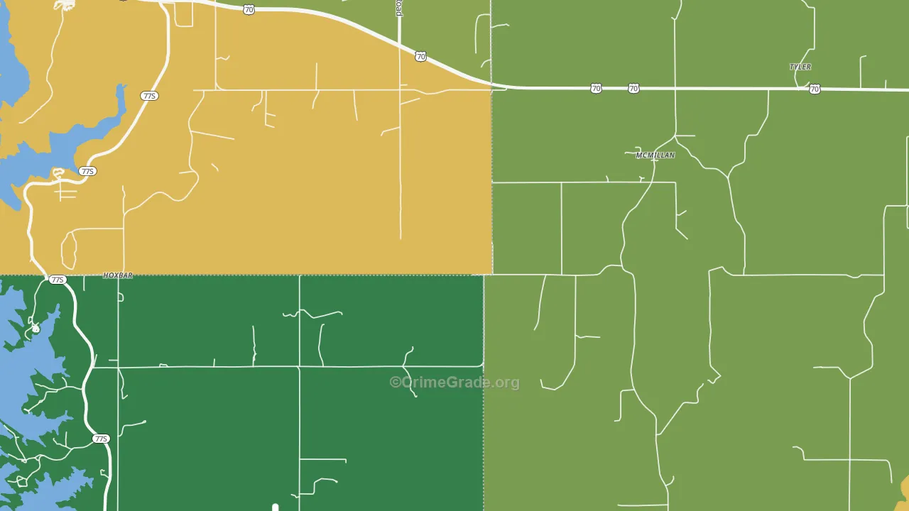 McMillan, OK Map of Robbery Rates