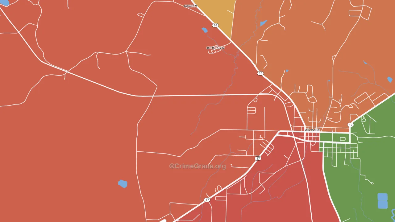 McMullen, AL Map of Robbery Rates