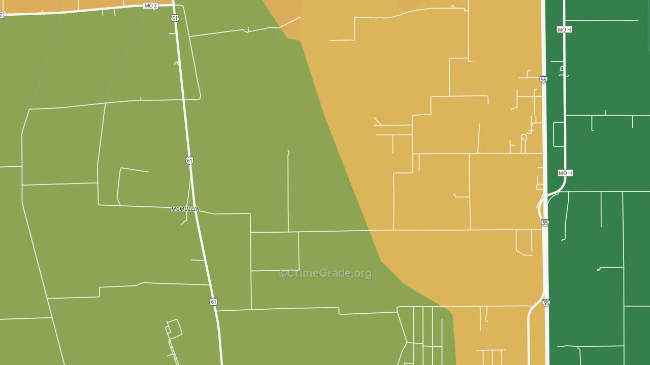 McMullin, MO Map of Robbery Rates