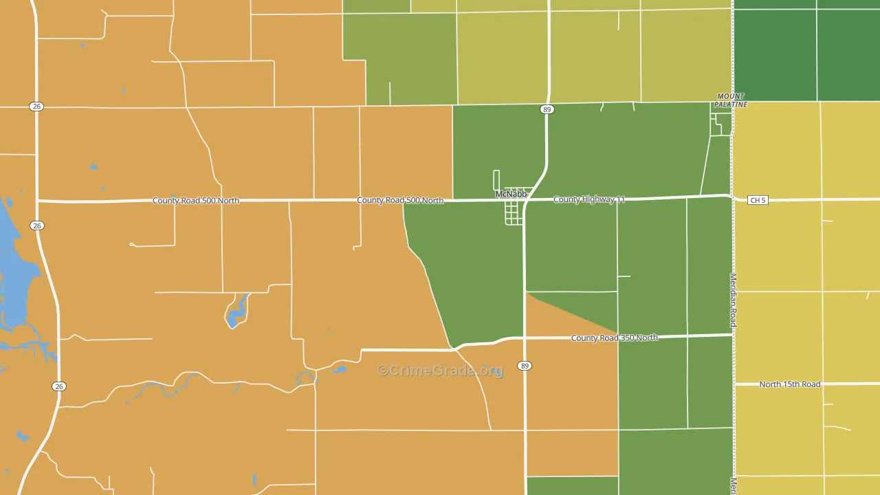 McNabb, IL Map of Robbery Rates