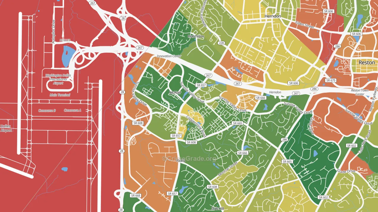 McNair, VA Map of Robbery Rates