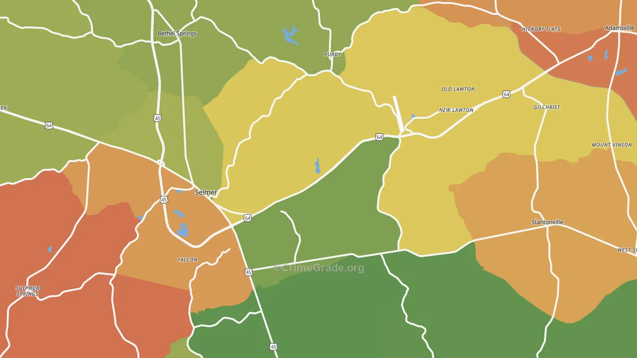 McNairy County, TN Map of Robbery Rates