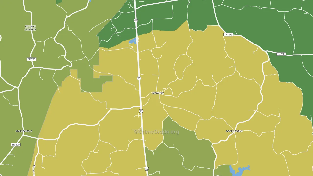 McNairy, TN Map of Robbery Rates
