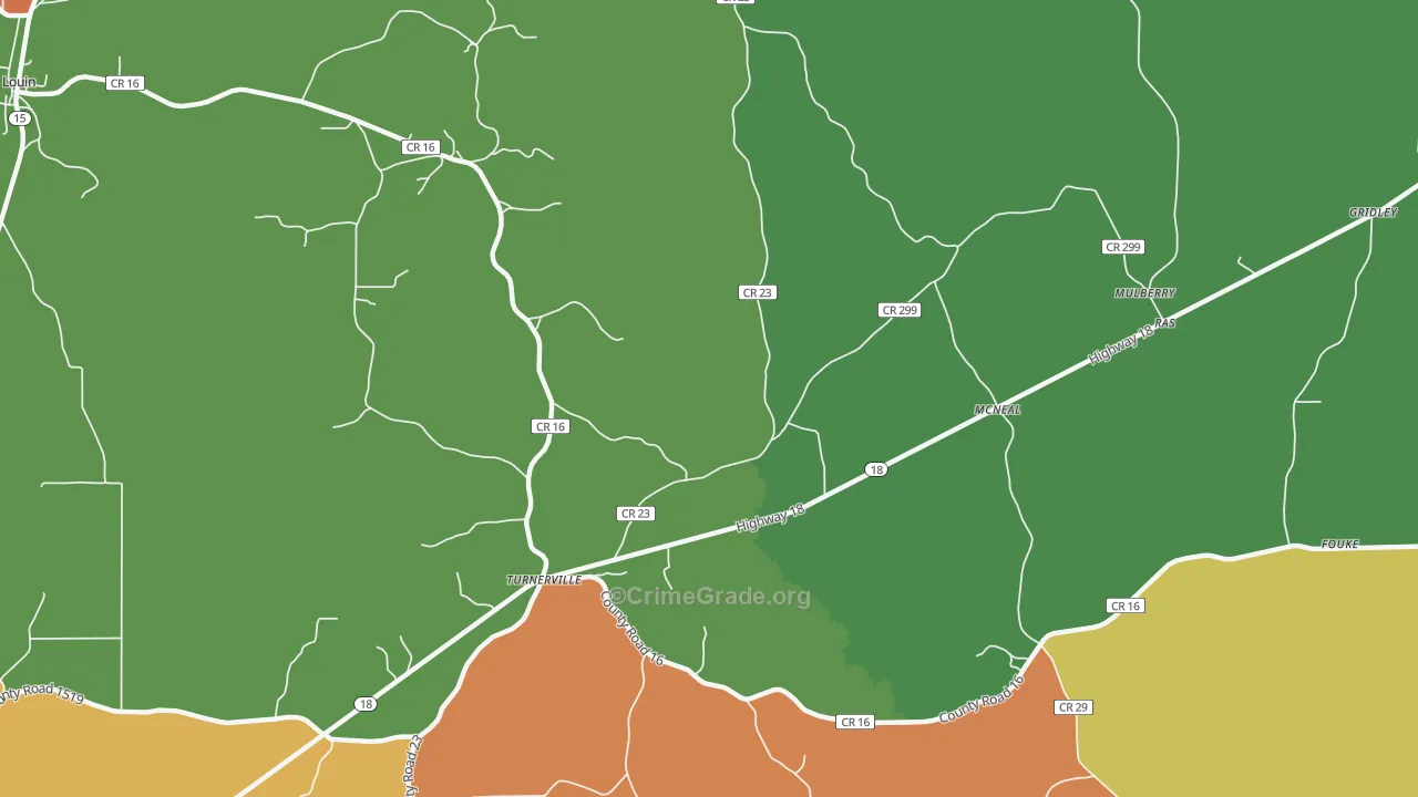 McNeal, MS Map of Robbery Rates