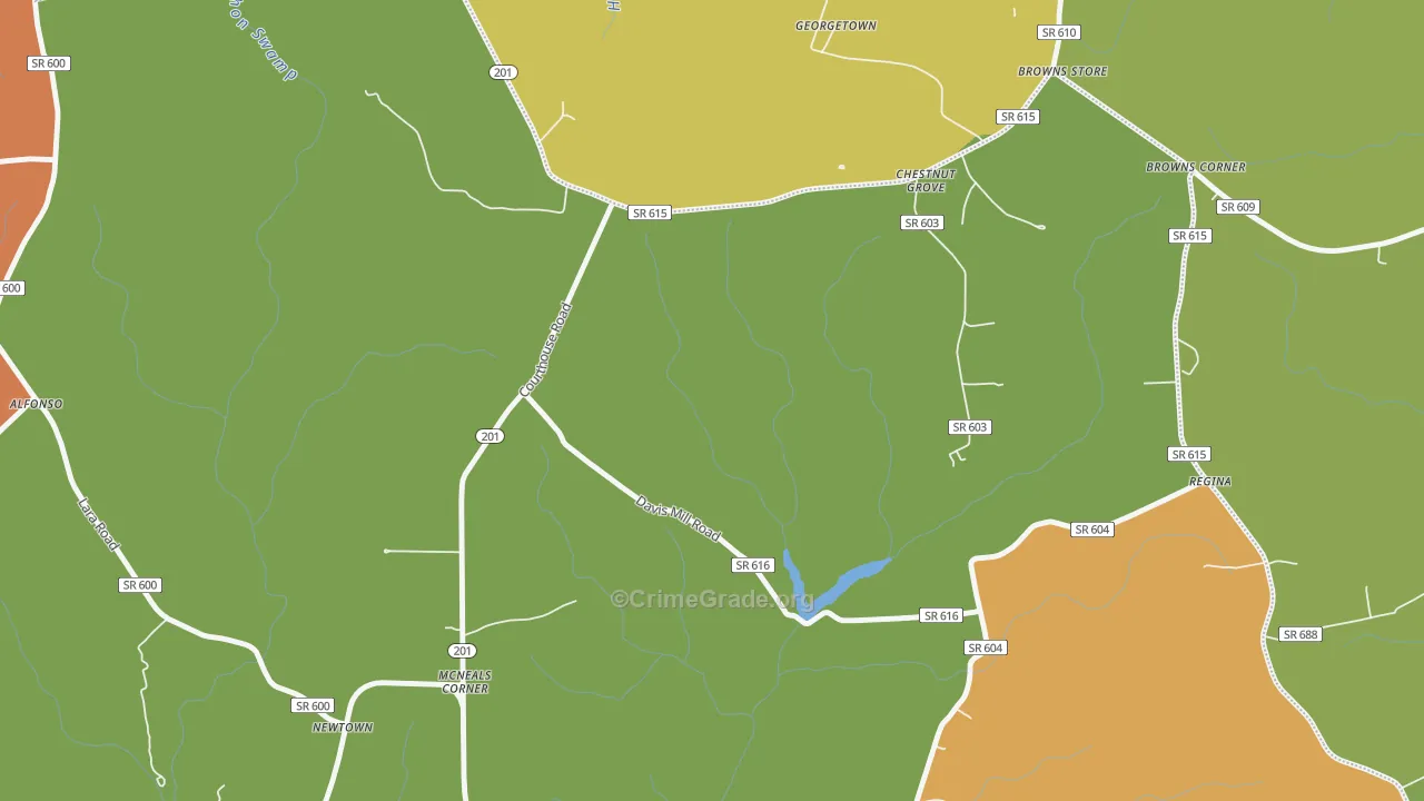 McNeals Corner, VA Map of Robbery Rates