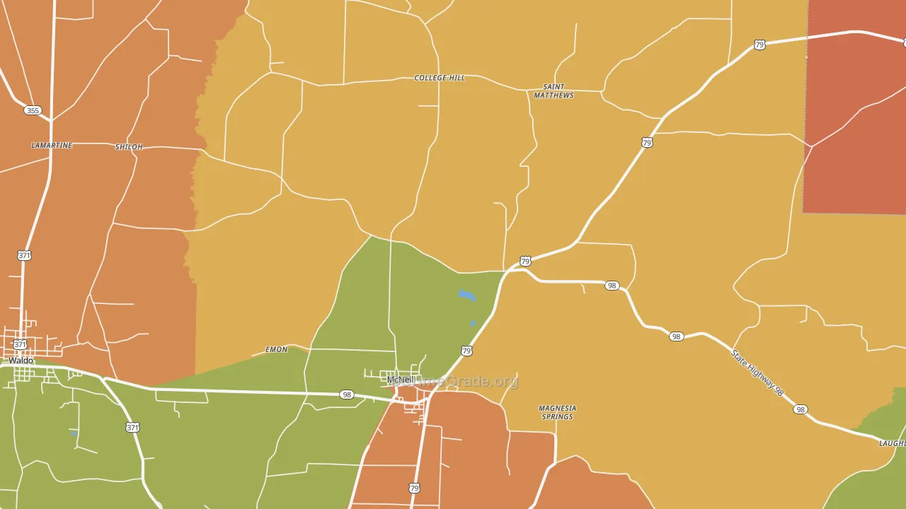 McNeil, AR Map of Robbery Rates