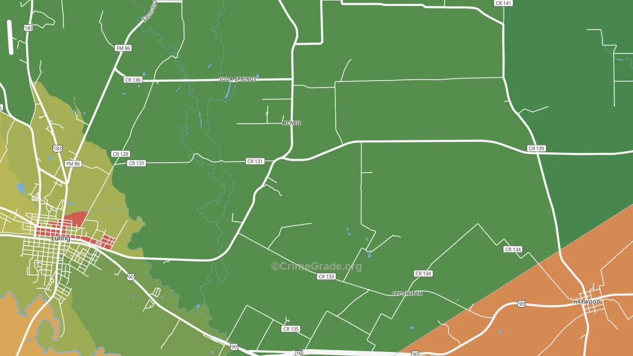 McNeil, TX Map of Robbery Rates