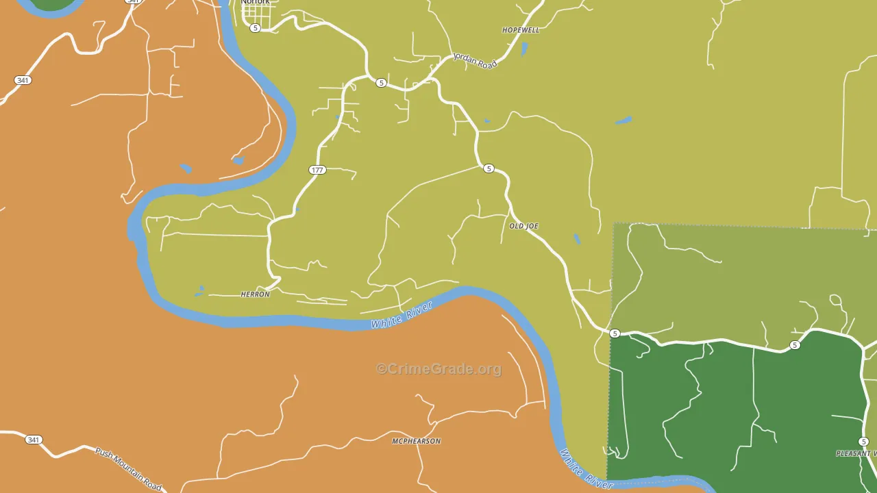 McPhearson, AR Map of Robbery Rates