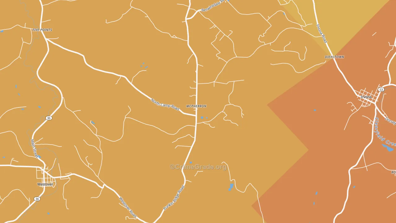 McPherron, PA Map of Robbery Rates