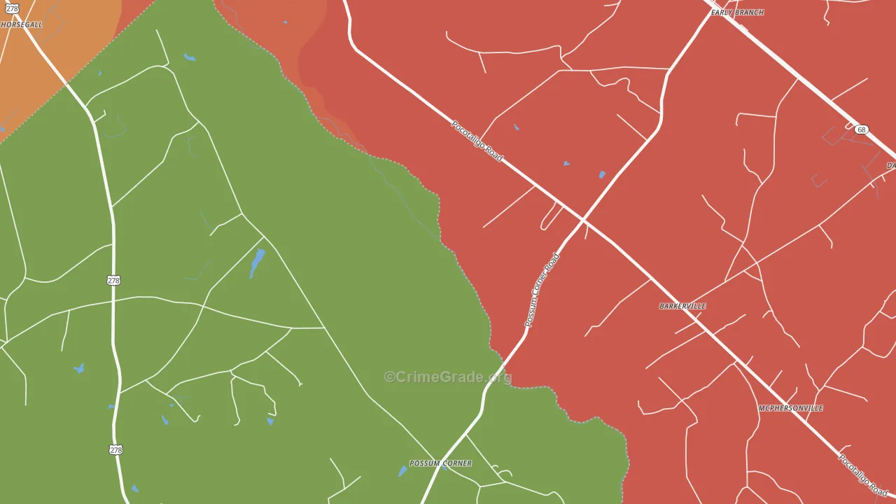 McPhersonville, SC Map of Robbery Rates