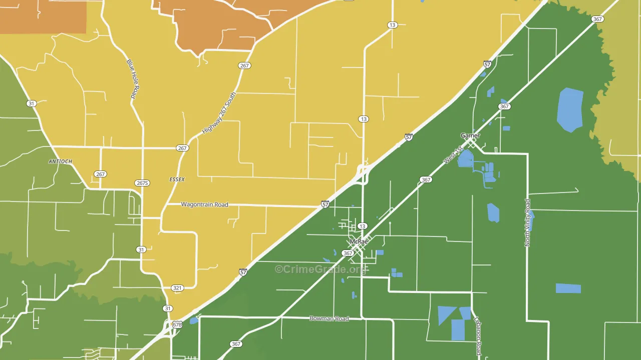 McRae, AR Map of Robbery Rates