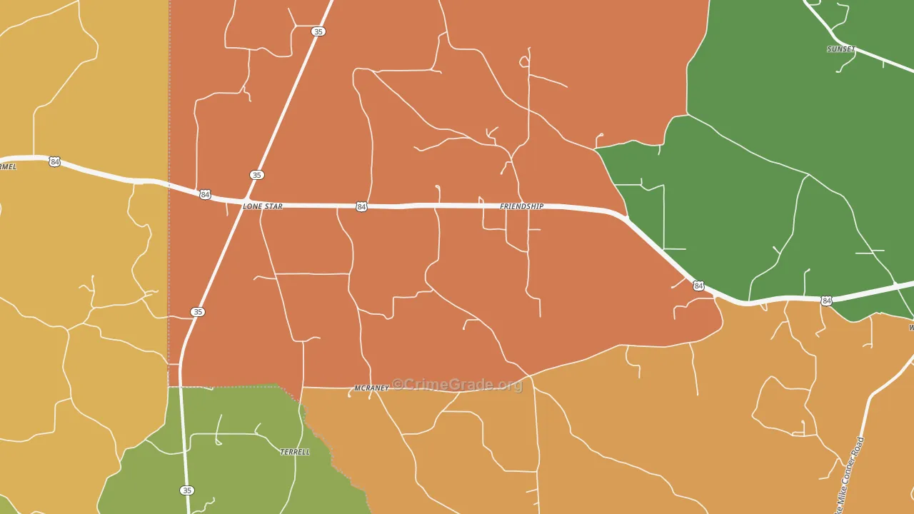 McRaney, MS Map of Robbery Rates