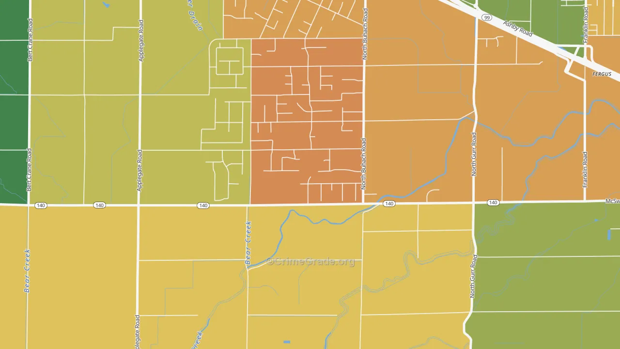 McSwain, CA Map of Robbery Rates