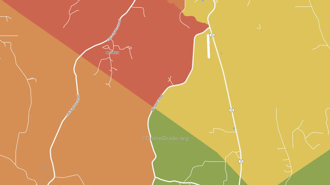 McSwain, MS Map of Robbery Rates
